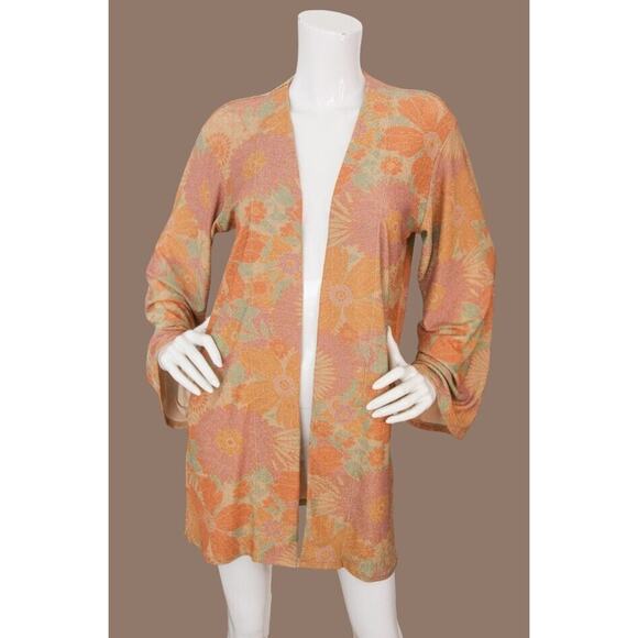 P2F Power 2 the Flower Metallic Swim Coverup Shirt Floral Print Boho NWT Large - Picture 2 of 5